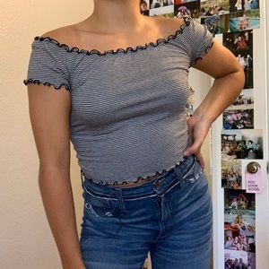 off the shoulder striped top